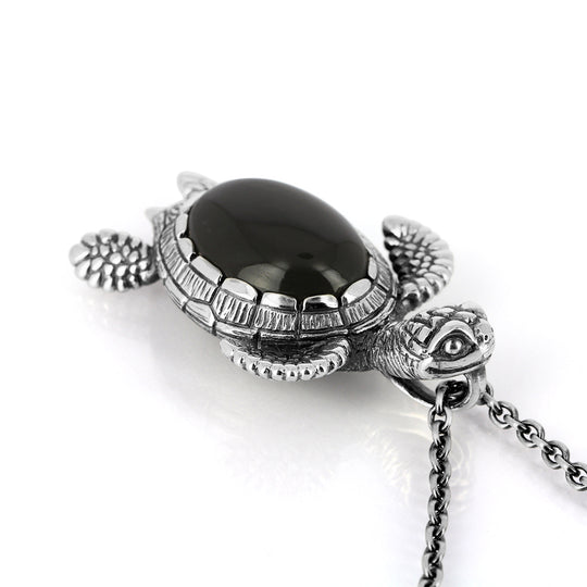 Meeresrauschen mittlerer Turtle Anhänger Theobald mit dunklem Mondstein