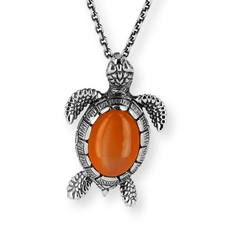 Meeresrauschen großer Turtle Anhänger Tamara mit orangenem Mondstein