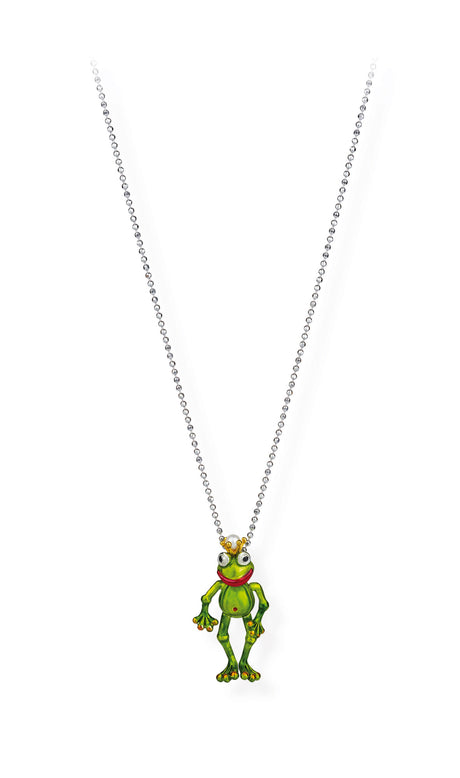 Wackelfrosch beweglicher Frosch Anhänger mit Spinell Süßwasserperle und Brandlack