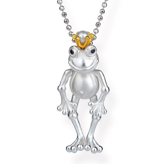 Wackelfrosch beweglicher Frosch Anhänger mit Spinell und Süßwasserperle