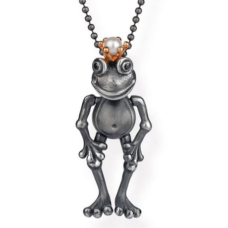 Wackelfrosch beweglicher Frosch Anhänger mit Spinell und Süßwasserperle