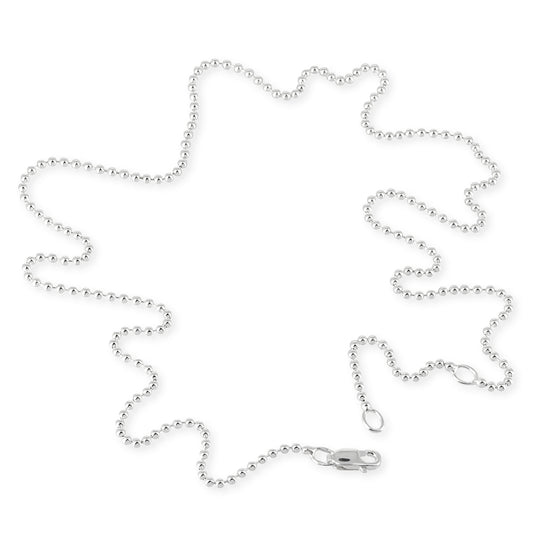 Mittelstarke Kugelkette 1,8 mm aus Silber in der Länge 55 cm Zwischenöse bei 50 cm mit Karabiner