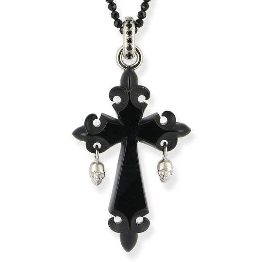 Spektakulärer Kreuz Anhänger aus handgeschliffenem Onyx inklusive Onyxkette in der Länge 80 cm - EINZELSTÜCK