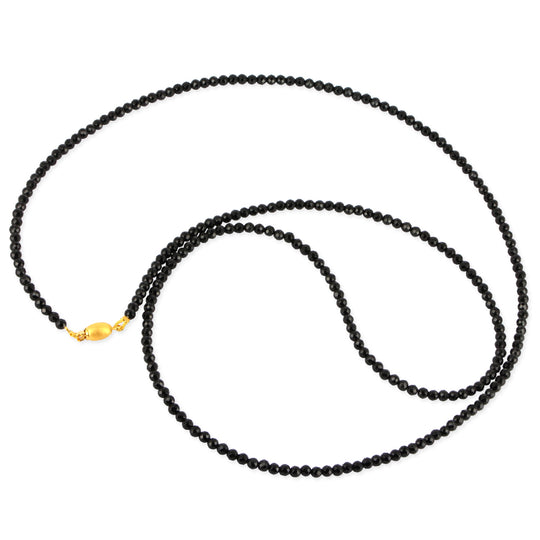 Facettierte Onyx Kette mit Tonnenschloss in der Länge 80 cm