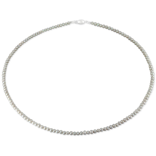 Mini Perlen Kette(hellgrau) mit Tonnenschloss in der Länge 45 cm Perlen 4 bis 5 mm