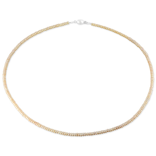 Mini Perlen Kette(rose) mit Tonnenschloss in der Länge 45 cm Perlen 3 bis 4 mm