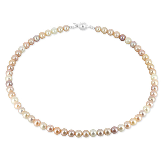 Multicolor Perlen Kette mit Tonnenschloss in der Länge 45 cm Perlen 7-8 mm