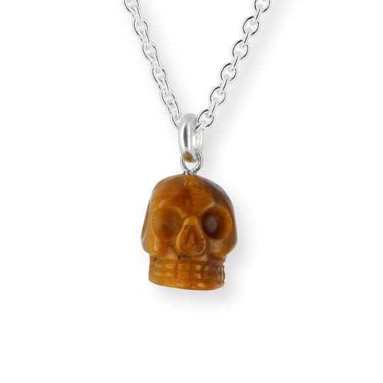 Skull Anhänger aus Tigerauge mit Silberöse Limited Edition