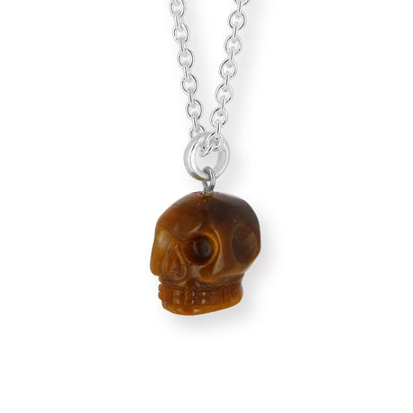 Skull Anhänger aus Tigerauge mit Silberöse Limited Edition