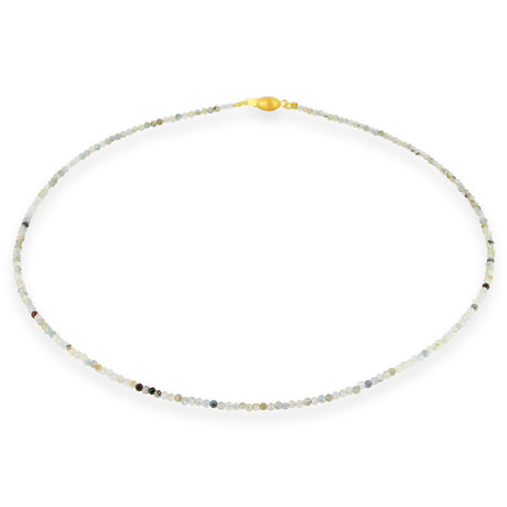 Facettierte Labradorit Kette mit Tonnenschloss in der Länge 45 cm