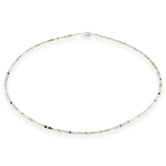 Facettierte Labradorit Kette mit Tonnenschloss in der Länge 45 cm