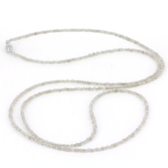 Facettierte Labradorit Kette mit Tonnenschloss in der Länge 80 cm