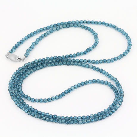 Facettierte London Blue Topas Kette mit Tonnenschloss in der Länge 80 cm