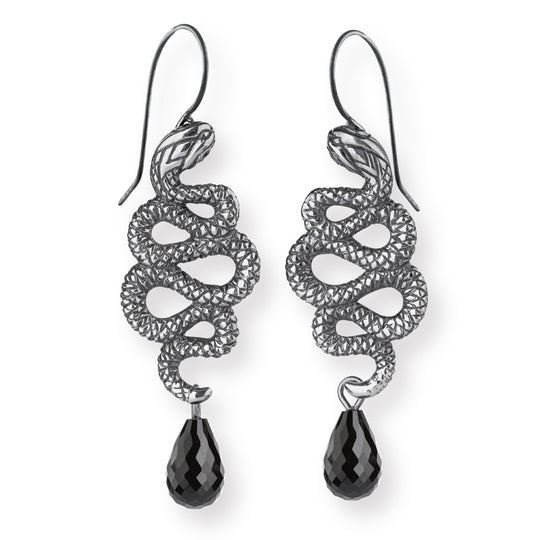 Serpente Ohrhänger Schlange mit Onyx und Onyxpampel