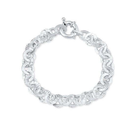 Hammerschlag Armband mit Schmuck Federring in der Länge 21 cm