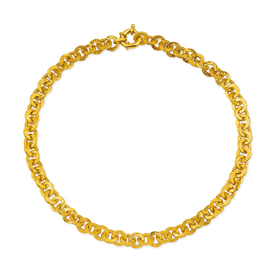 Hammerschlag Collier mit Schmuck Federring in der Länge 45 cm