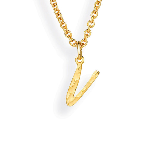 ABC kleiner Buchstabe V Anhänger mit geschnitzter Struktur