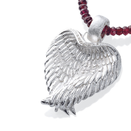 Angel by heart großer Flügel Anhänger mit Bergkristallpavée