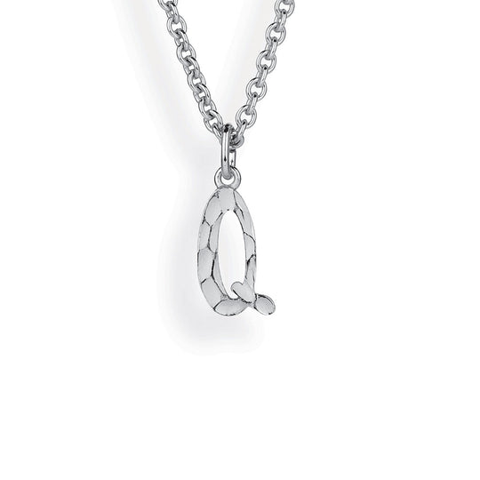 ABC kleiner Buchstabe Q Anhänger mit geschnitzter Struktur