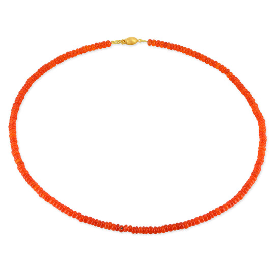 Feueropal Kette mit Tonnenschloss in der Länge 45 cm