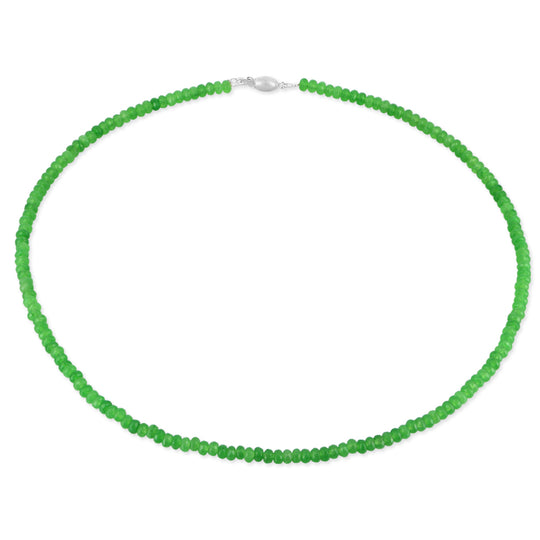 Facettierte apfelgrüne Achat Kette mit Tonnenschloss in der Länge 45 cm