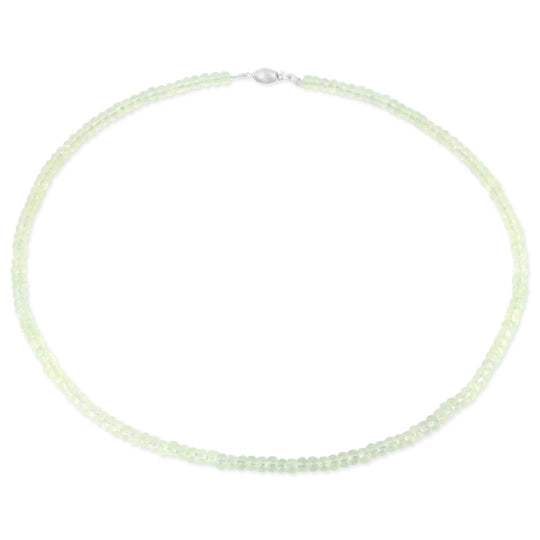 Facettierte lindgrüne Turmalin Kette mit Tonnenschloss in der Länge 45 cm