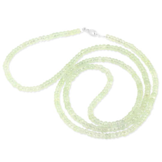 Facettierte lindgrüne Turmalin Kette mit Tonnenschloss in der Länge 80 cm