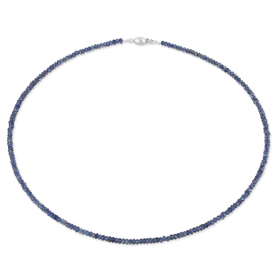 Facettierte Iolith Kette mit Tonnenschloss in der Länge 45 cm