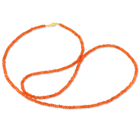 Facettierte Carneol  Kette mit Tonnenschloss in der Länge 80 cm