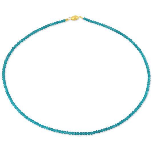 Facettierte Apatit Kette mit Tonnenschloss in der Länge 45 cm