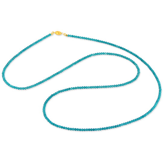 Facettierte Apatit Kette mit Tonnenschloss in der Länge 80 cm