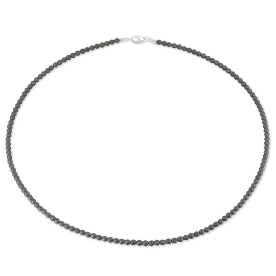 Mattierte Hämatit Kugelkette  mit Tonnenschloss in der Länge 45 cm