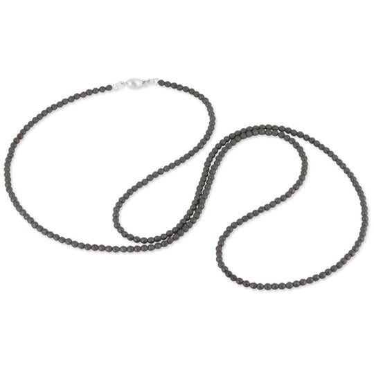 Mattierte Hämatit Kugelkette mit Tonnenschloss in der Länge 80 cm