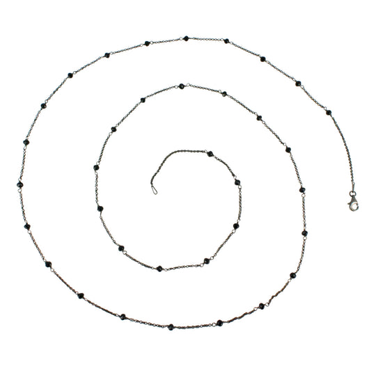 Feine Ankerkette mit Onyxen und Karabiner in der Länge 95 cm