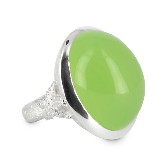 Neptuns Garden Ring mit Green Quarz Cabochon