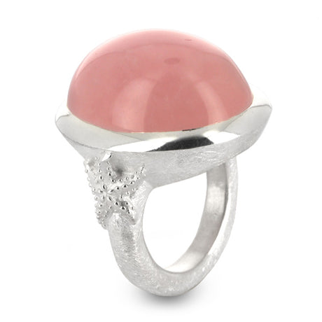 Neptuns Garden Ring mit Rosenquarz Cabochon