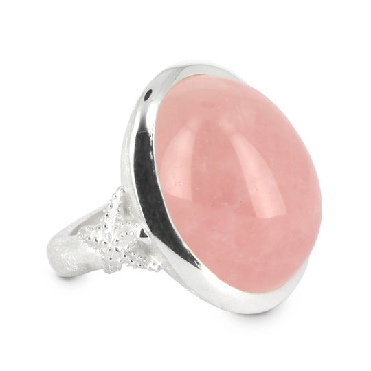 Neptuns Garden Ring mit Rosenquarz Cabochon