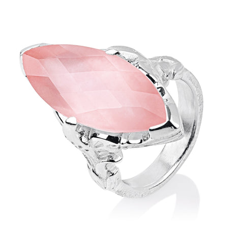 La Belle Epoque großer Ring mit Rosenquarznavette