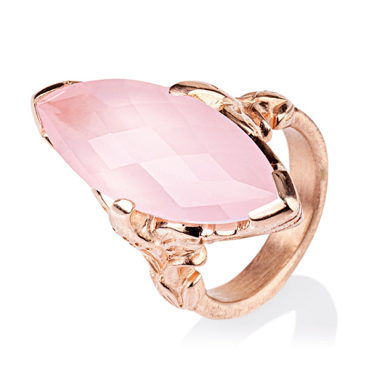 La Belle Epoque großer Ring mit Rosenquarznavette