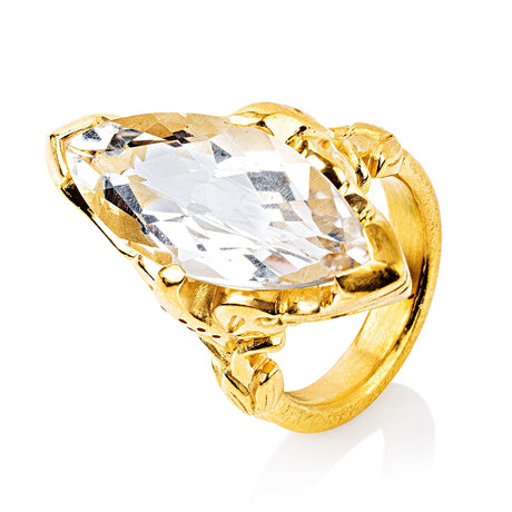 La Belle Epoque großer Ring mit Bergkristallnavette