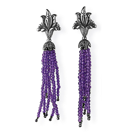 La Belle Epoque Blüten Clipohrstecker mit Amethystquaste