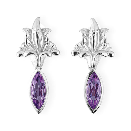 La Belle Epoque Blüten Clipohrstecker mit Amethystnavette