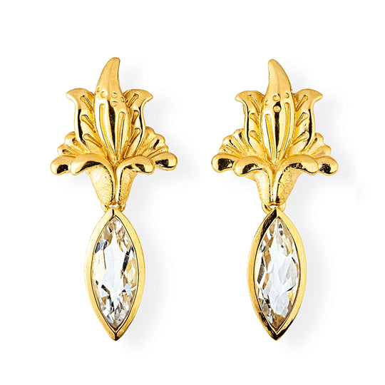 La Belle Epoque Blüten Clipohrstecker mit Bergkristallnavette