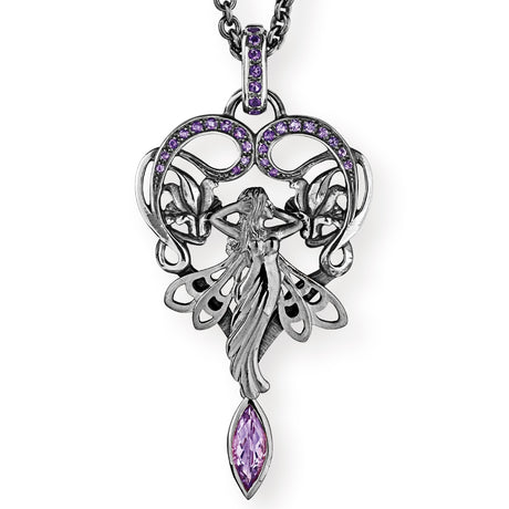 La Belle Epoque großer Feen Anhänger mit Amethystnavette Amethystpavée und Klappöse