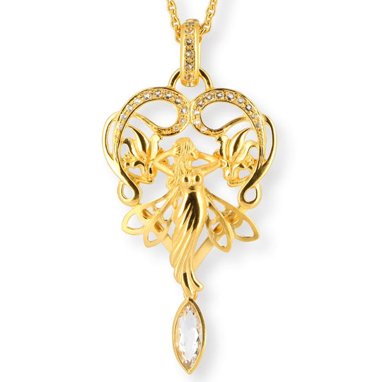 La Belle Epoque großer Feen Anhänger mit Bergkristallnavette Bergkristallpavée und Klappöse