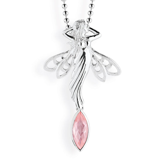 La Belle Epoque Feen Anhänger mit Rosenquarznavette