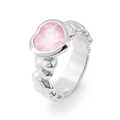 Heartbreaker Stone mittlerer Ring mit Rosenquarz Steinherz