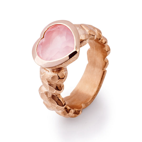 Heartbreaker Stone mittlerer Ring mit Rosenquarz Steinherz