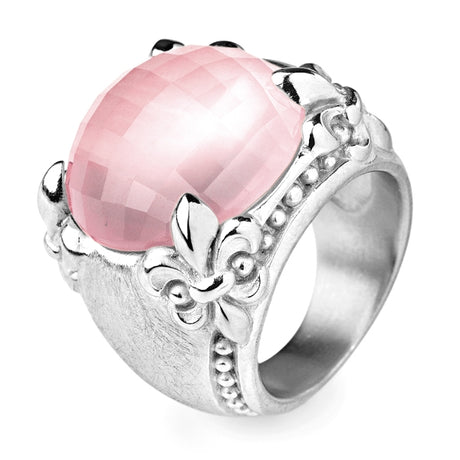 Lilienkönigin großer Lilien Ring mit Rosenquarz