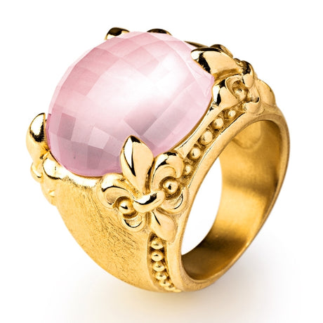 Lilienkönigin großer Lilien Ring mit Rosenquarz